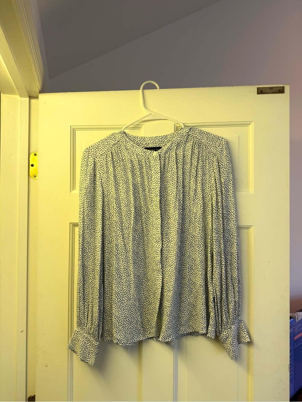 Banana Republic White Blouse with Black Dot Print